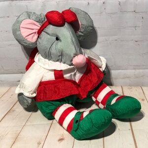 Department 56 Christmas Elf Mouse Plush Puffalump Nylon Holiday Vintage